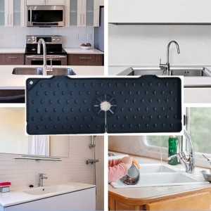 Kitchen Sink Silicone Faucet Mat, Faucet Sink Splash Guard - Sink Drain Mat bakom kranen, gummi droppvakt Splash Guard Dry för kök och bänkskydd för badrum