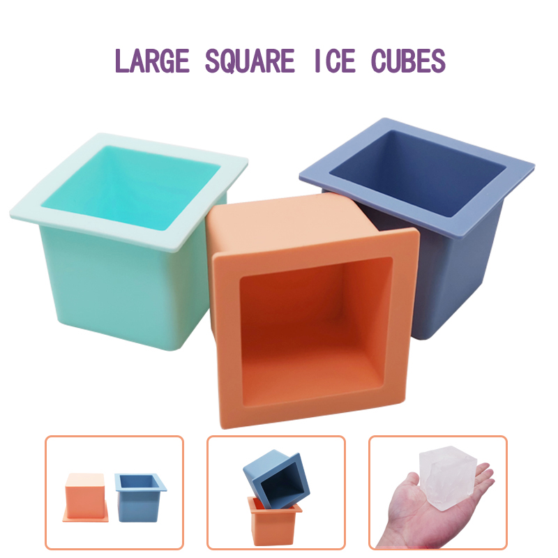 Stort Silicone Ice Cube Tray Forms BPA Free, Single Hole Square Ice Fall Flexible, Easy Release Slow Melt Ice, för whisky, cocktails, presenter